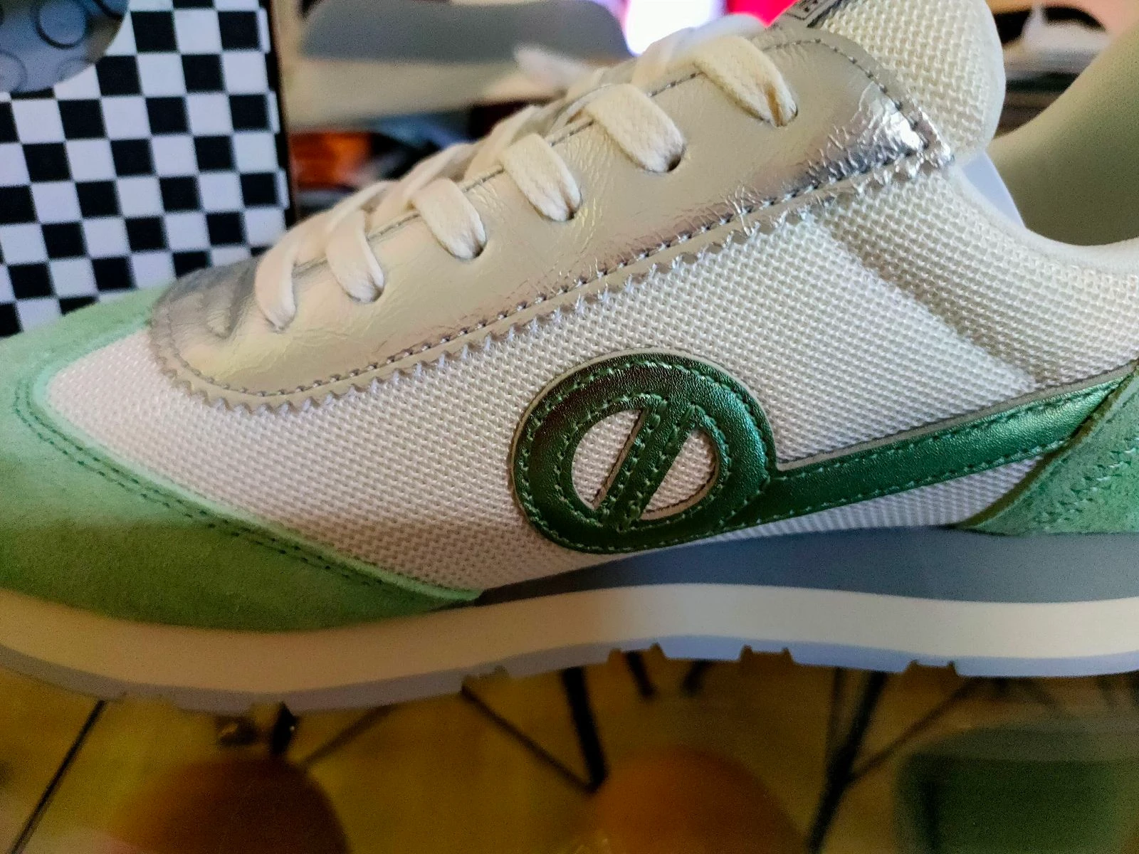Tênis de basquete para mulher marca No Name tamanho 39, cor branco e verde menta e cinza prateado – photo 7